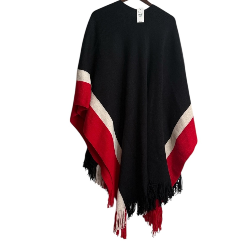 NWT Lane Bryant Black Fringe Shawl Cape Sweater - Picture 3 of 3